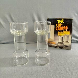 The UN-CANDLE 7" Floating Candle Set 70s Pyrex Corning Original box 2 wicks MCM